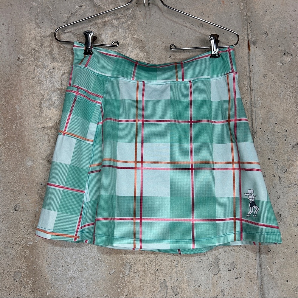Running skirts brand mint green pint plaid a line skirt small 2